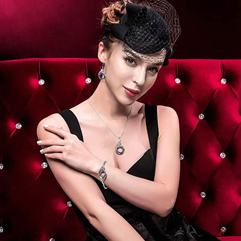 Wholesale  colorful crystal peacock creative gradient Earrings