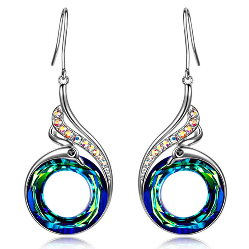Wholesale  colorful crystal peacock creative gradient Earrings