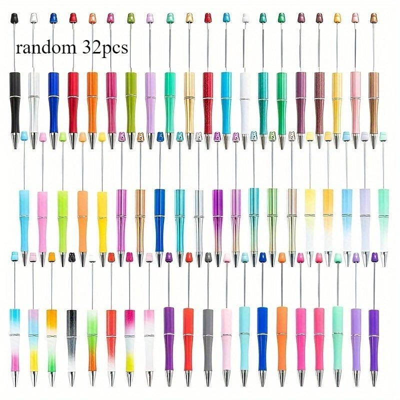 32pcs/100pcs Random Corlors Multicolor Plastic Beadable Ballpoint Pens DIY Craftable Pen Set with Black Ink for Office Supplies Back to Romantic Gift Suitable