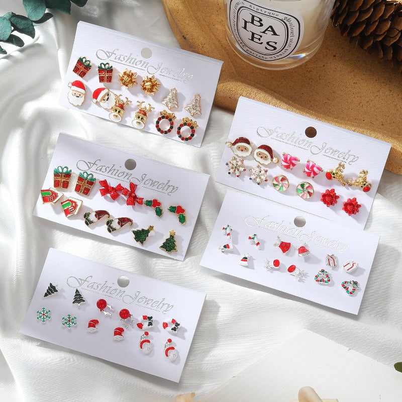 Wholesale Christmas Snowflake Bell Earrings Combination Set ACC-ES-HanSJ002