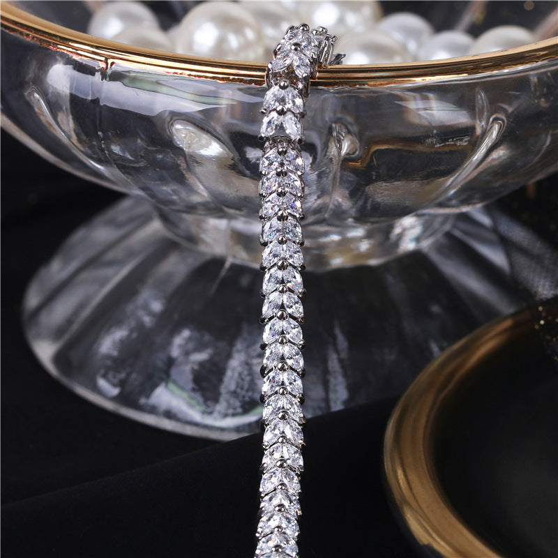 Wholesale Simple Copper Zircon Wheat Ear Bracelet