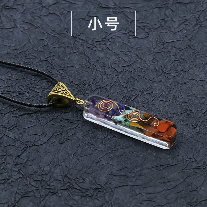 Wholesale Colorful Gravel Necklace Resin Glue Wrapped Natural Stone