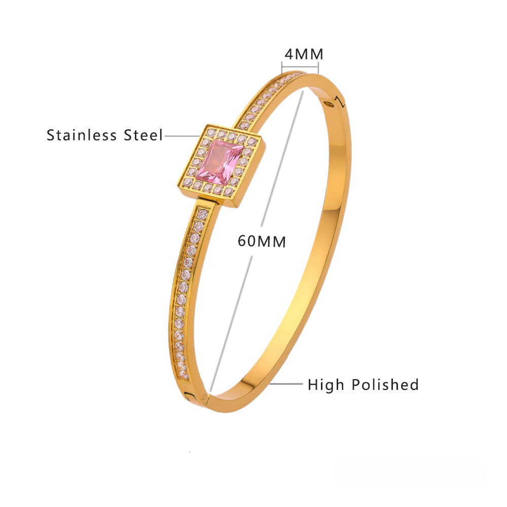 Wholesale Inlaid Colored Zircon Titanium Steel Bracelet ACC-BT-Feif003