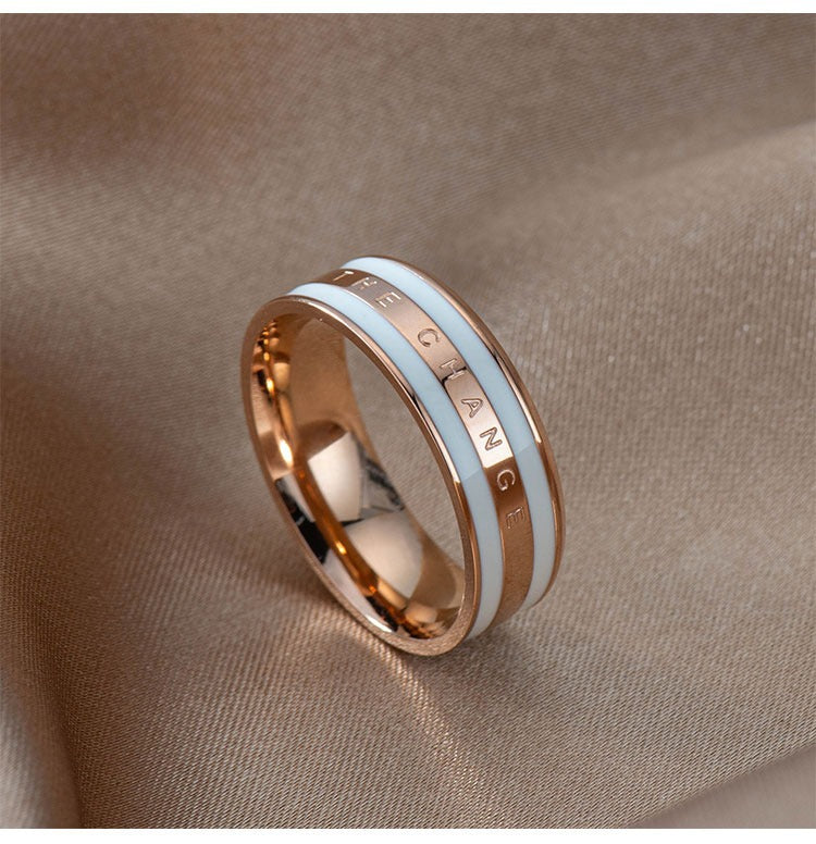 Wholesale 18K Rose Gold Oil Drop Ceramic Titanium Steel Rings ACC-RS-Hengx002