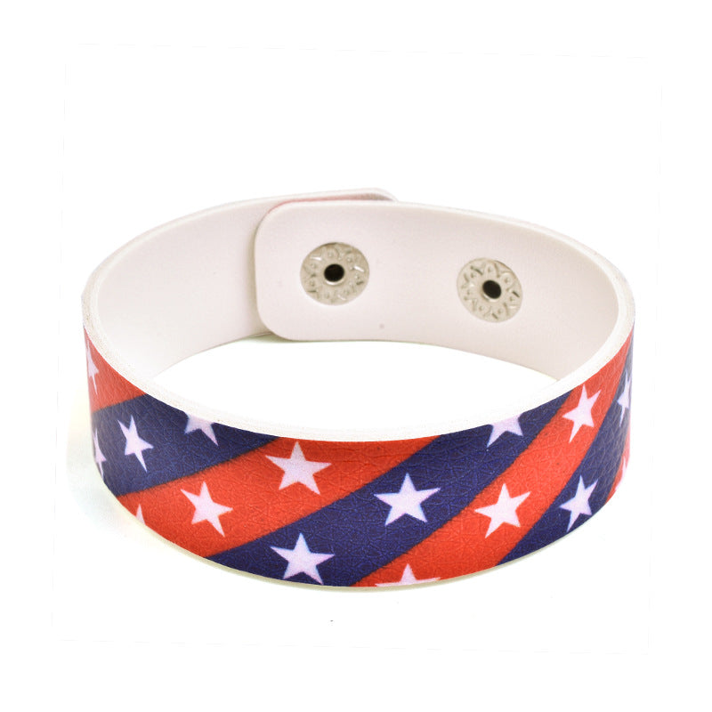 Wholesale Leather Bracelet Commemorative Edition Football Fan Bracelet PU Leather Independence Day Flag Bracelet ACC-BT-Yongz001