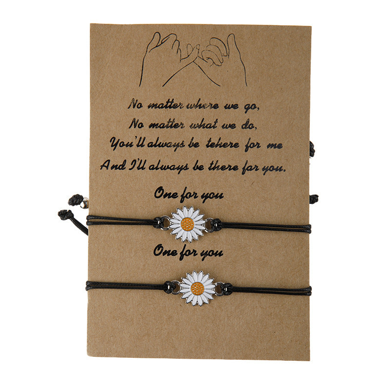 Wholesale Alloy Dripping Oil Flower Bracelet Adjustable Woven Sunflower Design Women S Everyday Wear