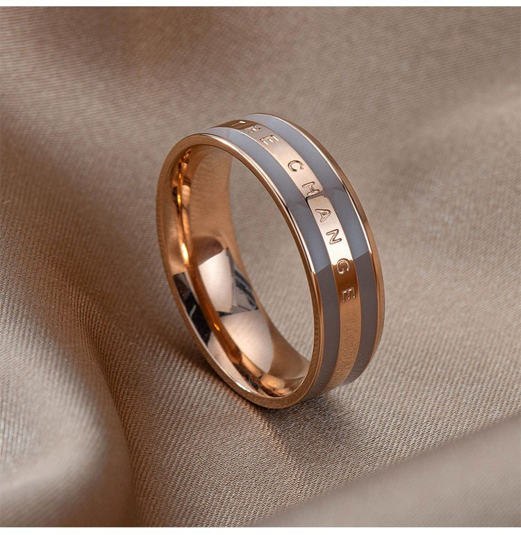 Wholesale 18K Rose Gold Oil Drop Ceramic Titanium Steel Rings ACC-RS-Hengx002