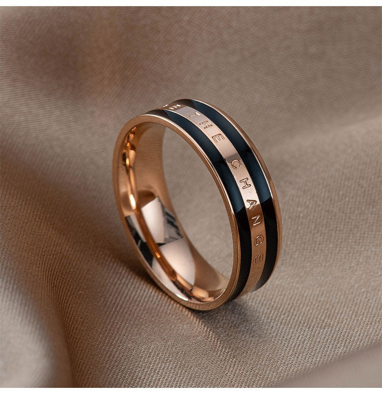 Wholesale 18K Rose Gold Oil Drop Ceramic Titanium Steel Rings ACC-RS-Hengx002