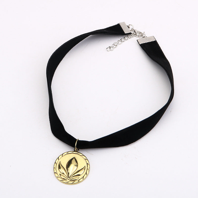 Wholesale Anime Black Velvet Metal Pendant Necklace