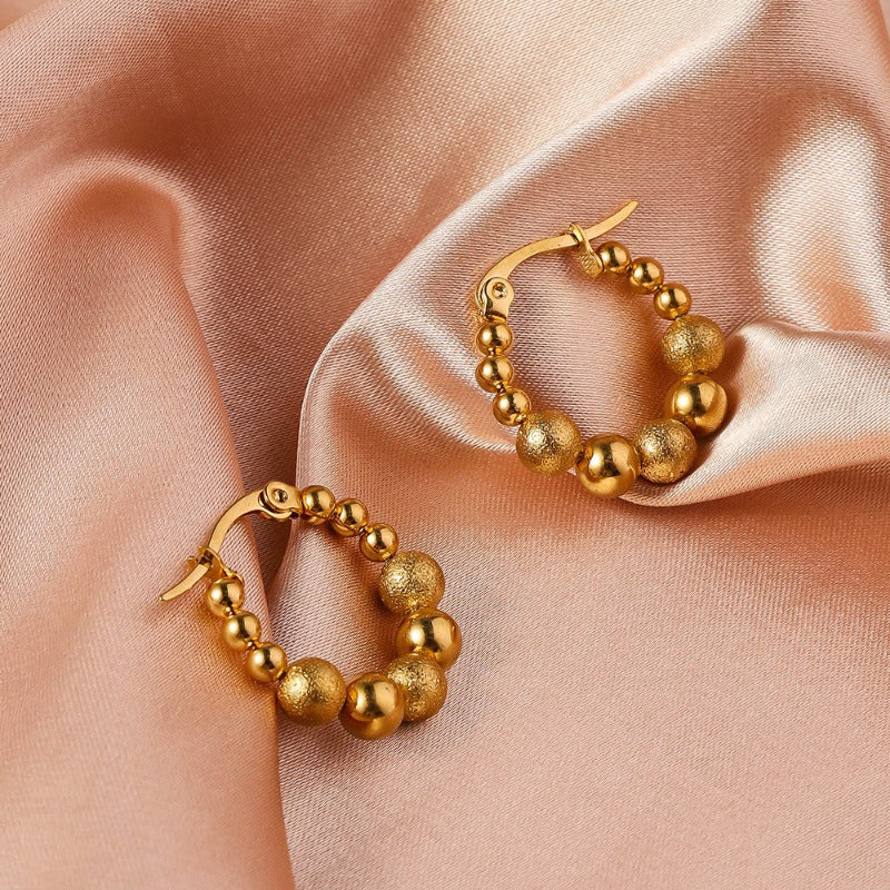 Wholesale French Vintage Titanium Steel Metal Bead Earrings ACC-ES-Ruif001