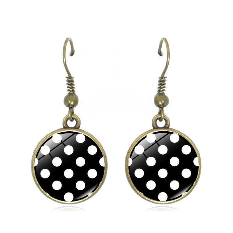 Wholesale Polka Dot Pattern Time Gemstone Earrings