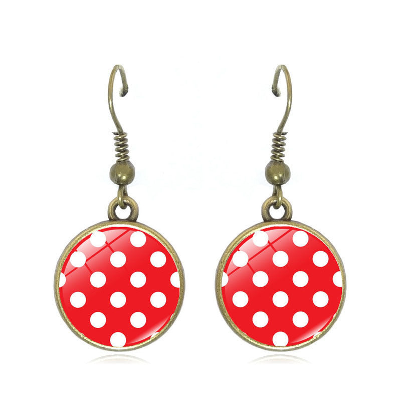 Wholesale Polka Dot Pattern Time Gemstone Earrings