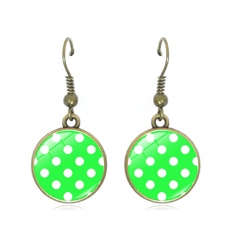Wholesale Polka Dot Pattern Time Gemstone Earrings