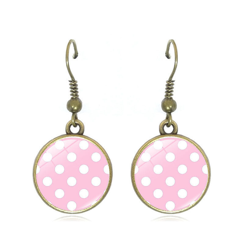 Wholesale Polka Dot Pattern Time Gemstone Earrings