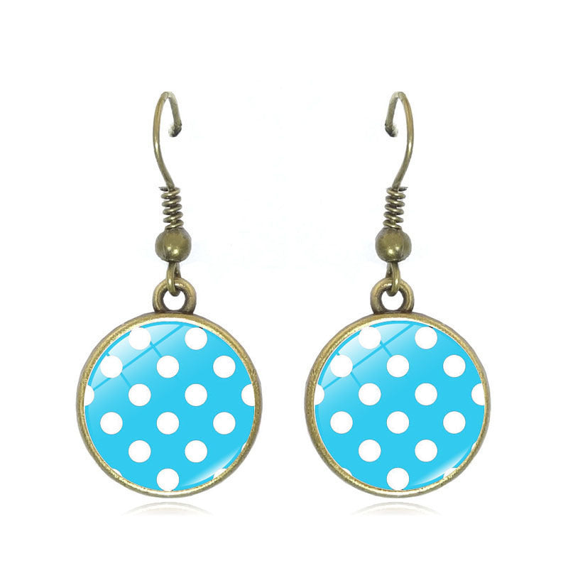 Wholesale Polka Dot Pattern Time Gemstone Earrings
