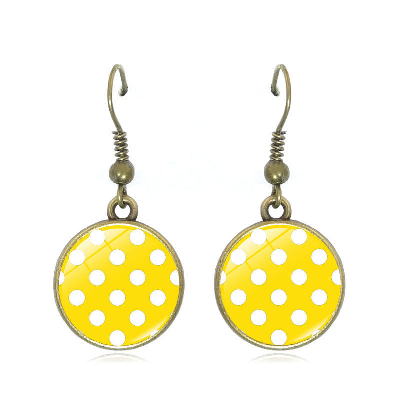Wholesale Polka Dot Pattern Time Gemstone Earrings