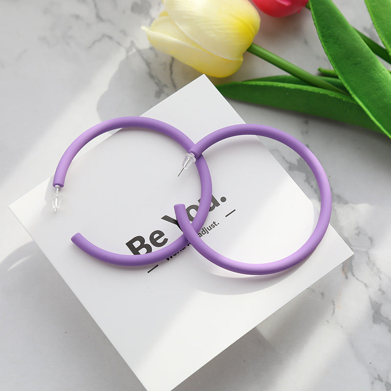 Wholesale 925 silver needles semi-round candy color C- shaped earrings