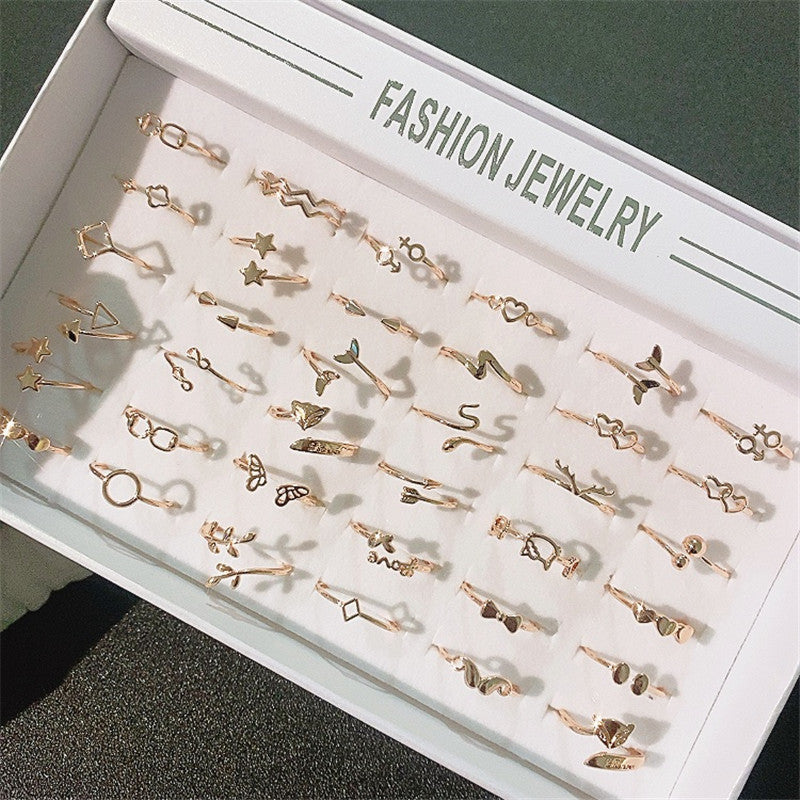 Wholesale 5pcs Silver Plated Non-fading Open Glossy Ring Animal Fox Ring Adjustable Rings ACC-RS-YunXi004