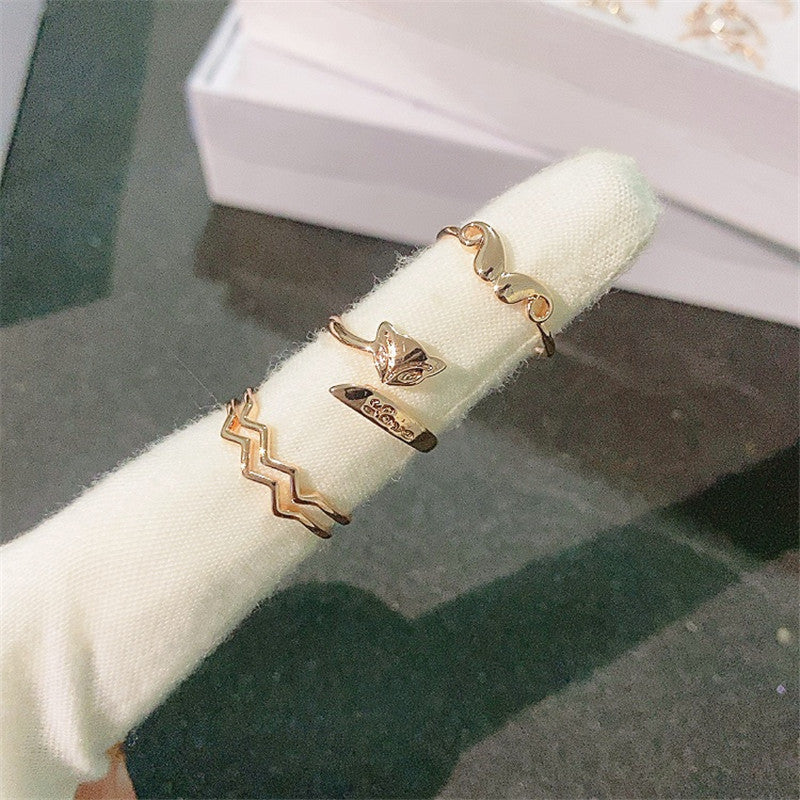 Wholesale 5pcs Silver Plated Non-fading Open Glossy Ring Animal Fox Ring Adjustable Rings ACC-RS-YunXi004