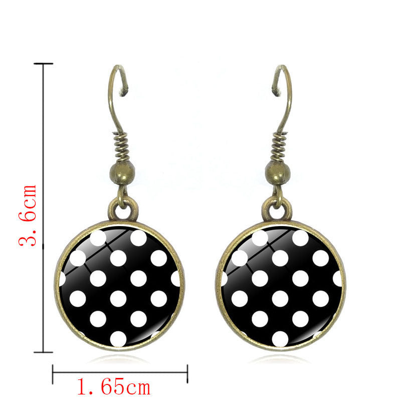 Wholesale Polka Dot Pattern Time Gemstone Earrings