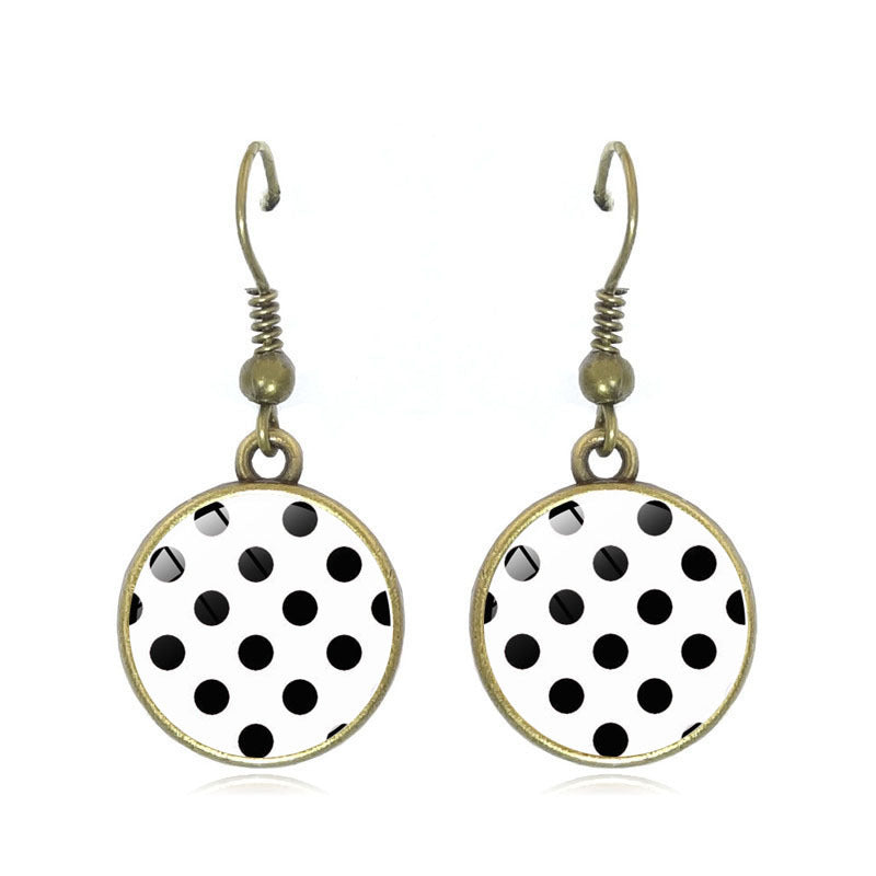 Wholesale Polka Dot Pattern Time Gemstone Earrings