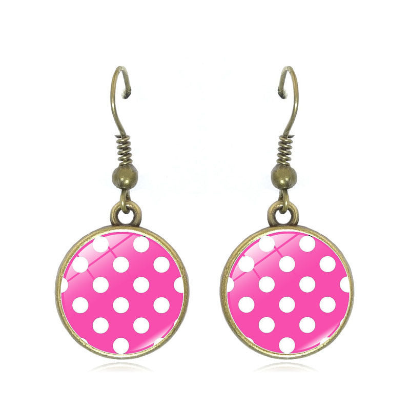 Wholesale Polka Dot Pattern Time Gemstone Earrings
