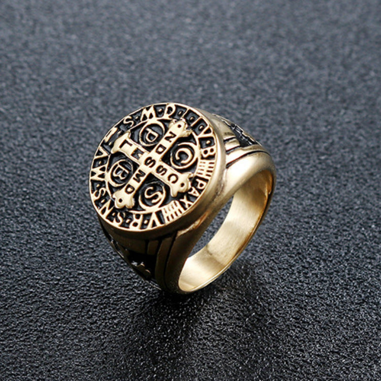 Wholesale Cross Punk Ring Gold Copper Electroplated Unisex Fashion Jewelry Accessory