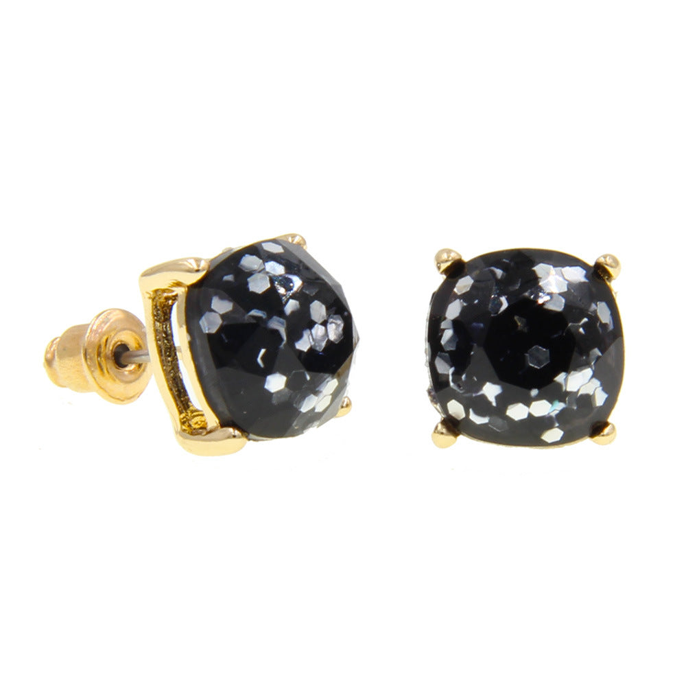 Wholesale Gemstone Square Sequin Colorful Resin Earrings