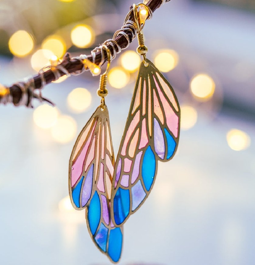 Wholesale  gradient colorful wings butterfly wings earrings