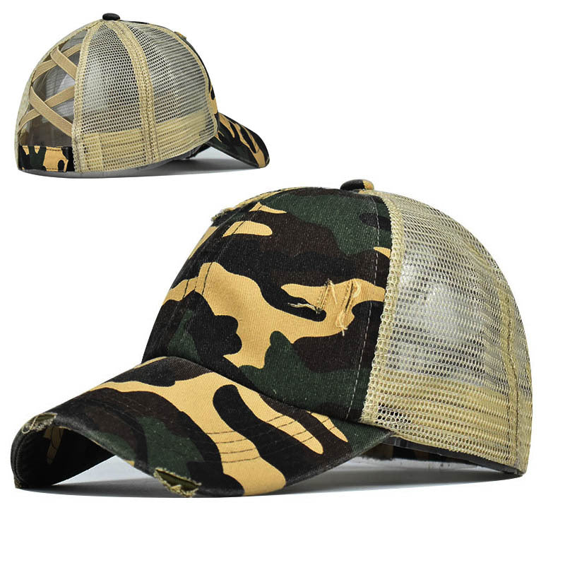 Wholesale Washed Cross Ponytail Baseball Cap Hat ACC-HT-ErXu008