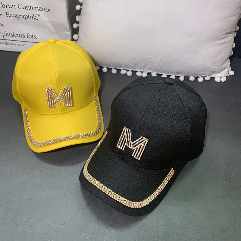 Wholesale Casual M Letter Rhinestone Visor Baseball Cap Peaked Cap Hat ACC-HT-DuanXiong002