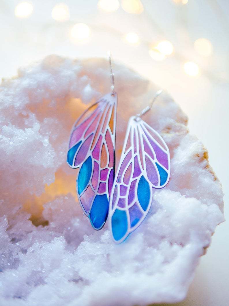 Wholesale  gradient colorful wings butterfly wings earrings