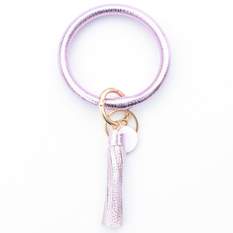 Wholesale Solid Color Leather Wristlet Keychain ACC-KC-QiuXue004