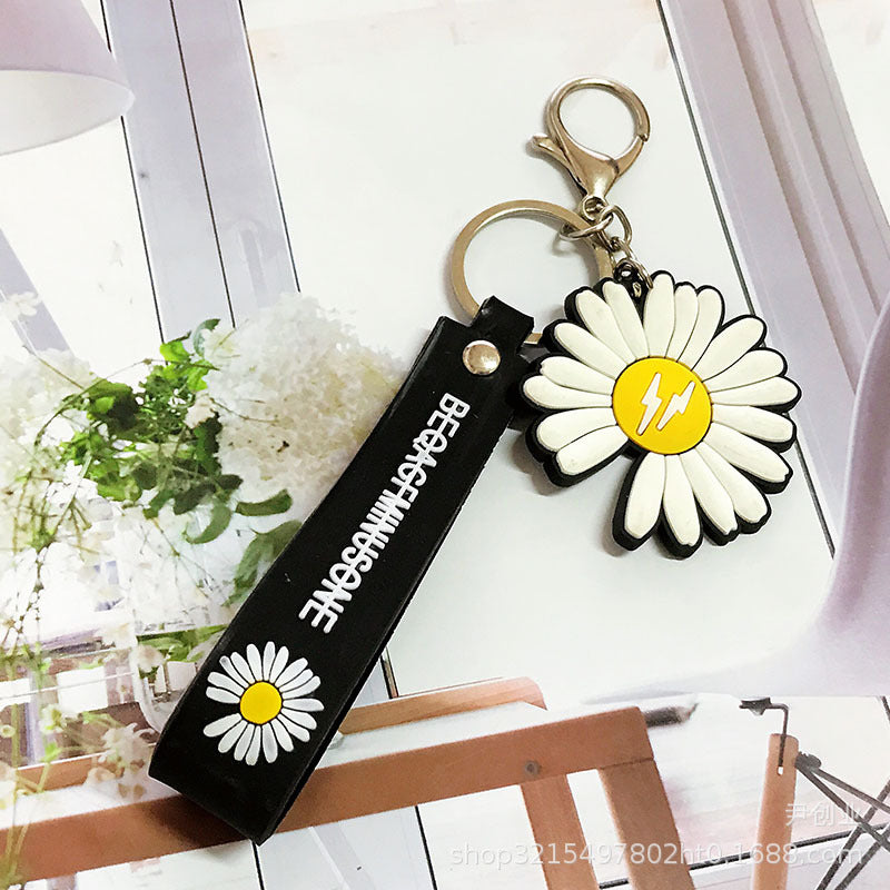 Wholesale Small Daisy Keychain Creative Sunflower Bag Hanging Silicone Lanyard Keychain ACC-KC-YCY002