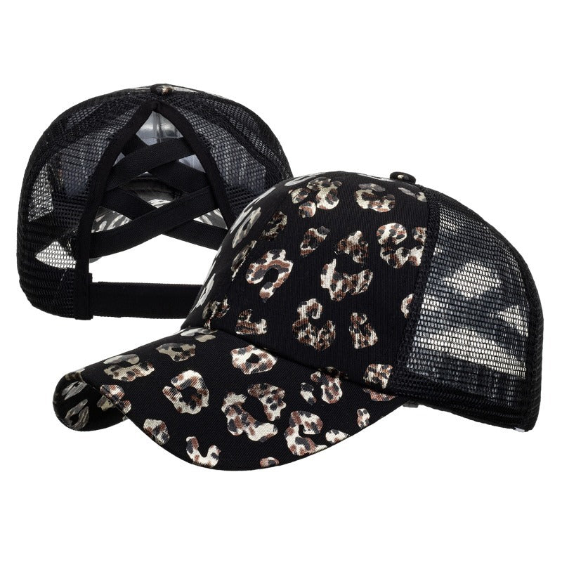 Wholesale Western Style Aztec Cow Print Leopard Mesh Cap Ponytail Cap Baseball Cap Hat ACC-HT-RongZhao005