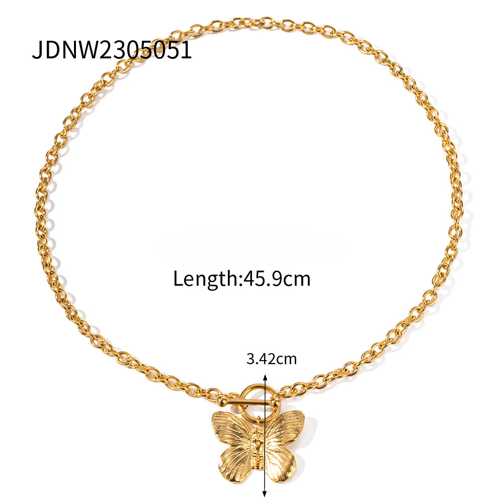 Wholesale Vintage Gold Sand Butterfly Bracelet Ring Necklace Set ACC-ES-WanXing002