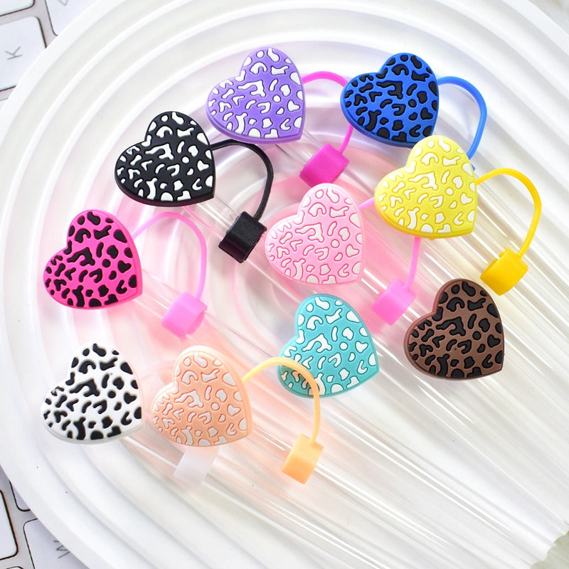 Wholesale Random 100pcs Love Denim Series 10mm PVC Soft Straw Tube Cap ACC-SCR-RYY117