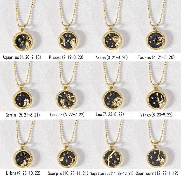 Wholesale Alloy Twelve Constellation Necklace Couple Necklace Clavicle Chain