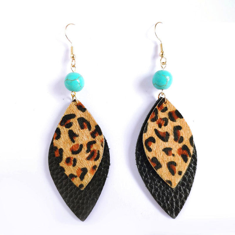 Wholesale 3pcs/ pack Leopard Print Horse Hair Earrings