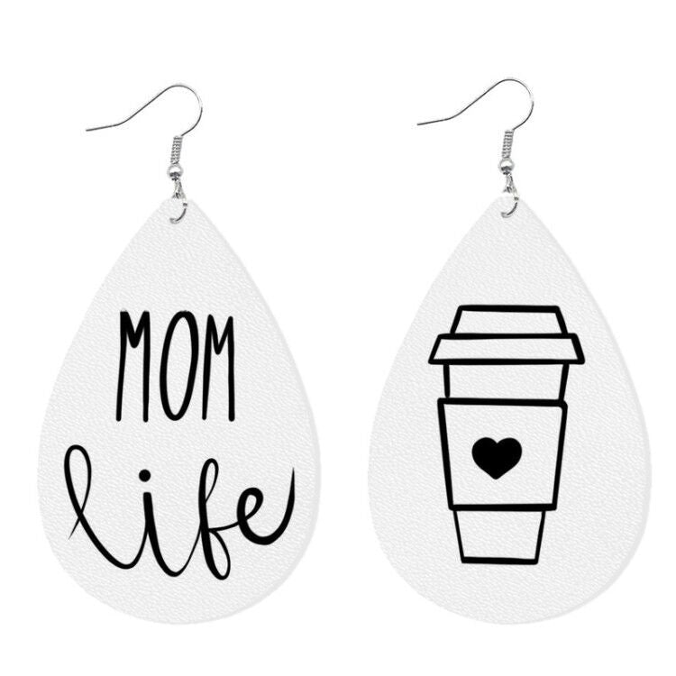 Wholesale 2 Pairs/pack Mother's Day MOM Bear Dream Catcher Leather Earrings ACC-ES-HY052