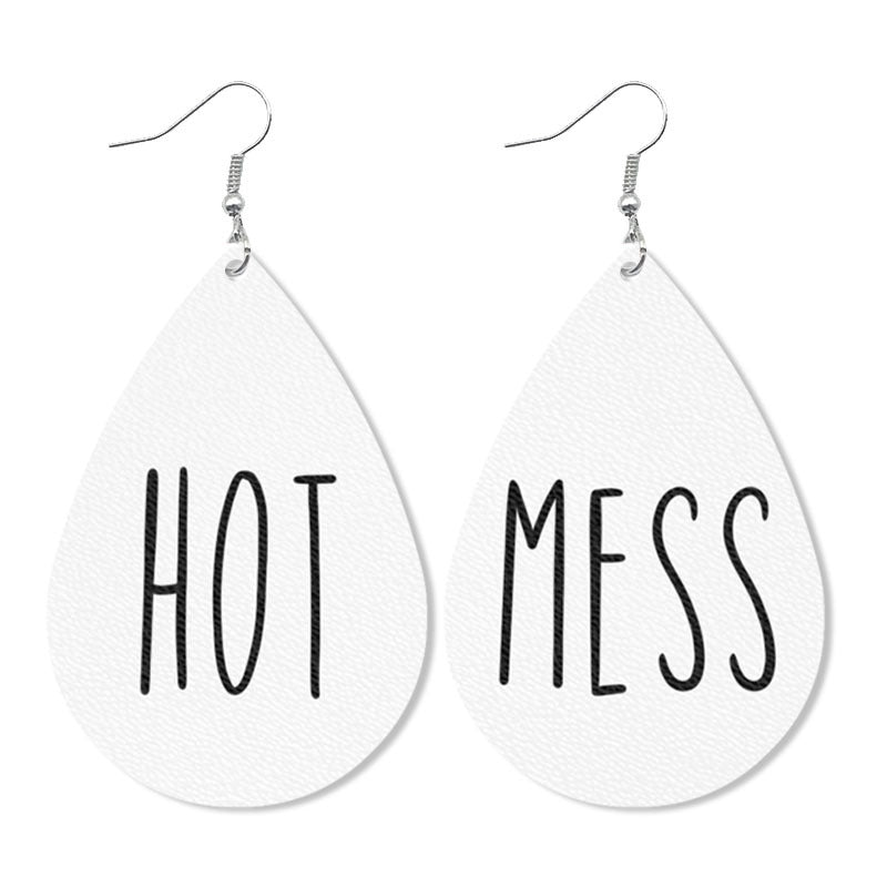 Wholesale 2 Pairs/pack Mother's Day MOM Bear Dream Catcher Leather Earrings ACC-ES-HY052