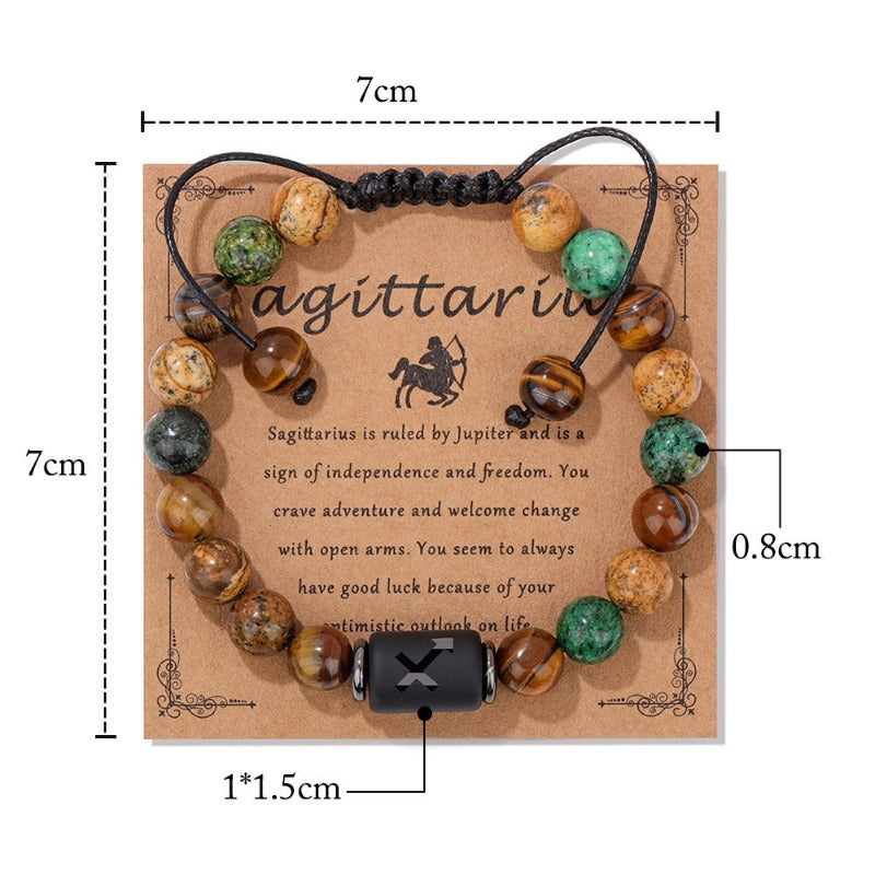 Wholesale Twelve Zodiac Woven Natural Picture Stone Bracelet ACC-BT-YinYi002