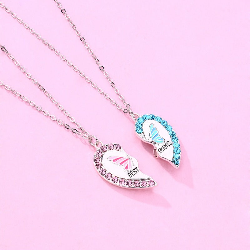 Wholesale Butterfly Heart Splicing Magnet Stone Necklace Set ACC-NE-Hanp005