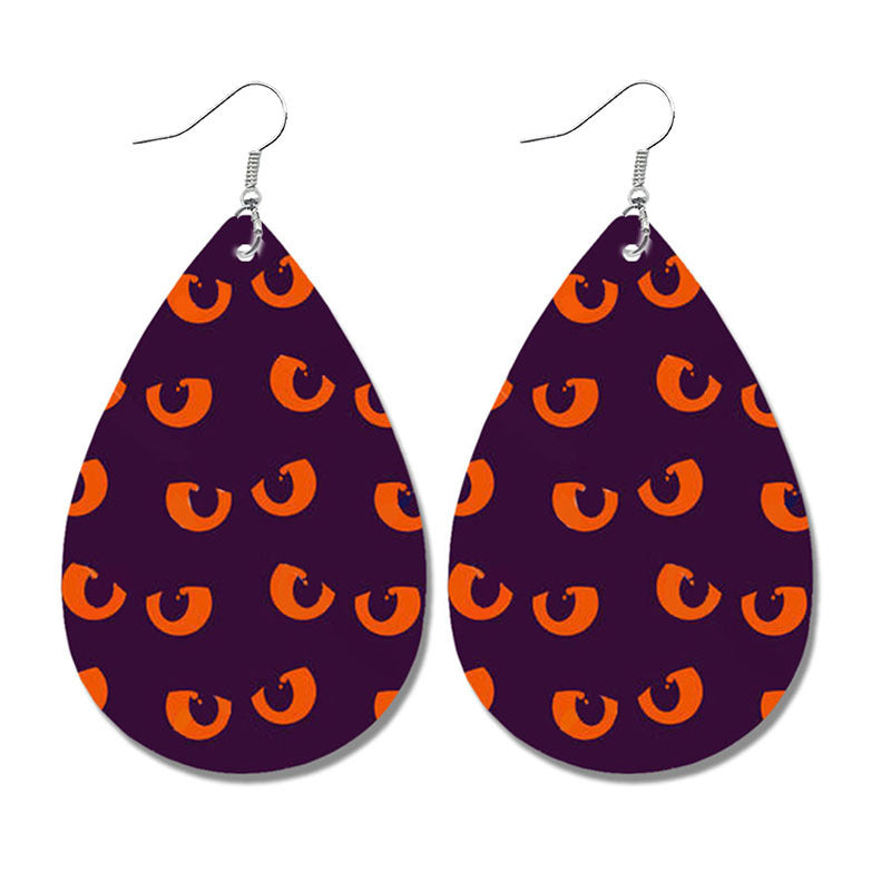 Wholesale 2 Pairs/Pack Halloween Bat Ghost Drop Shape Skull Leather Earrings ACC-ES-HY105