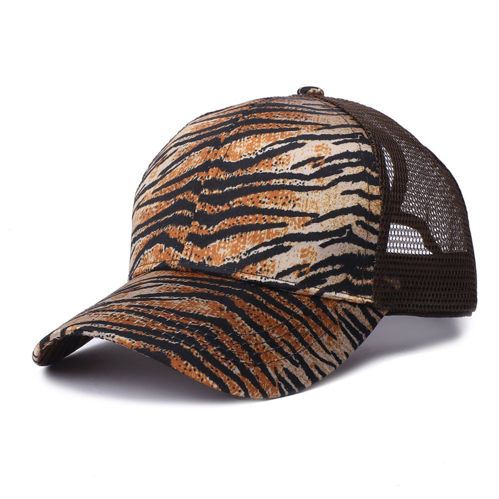 Wholesale Western Style Leopard Print Mesh Cap Ponytail Cap Baseball Cap Hat ACC-HT-RongZhao007