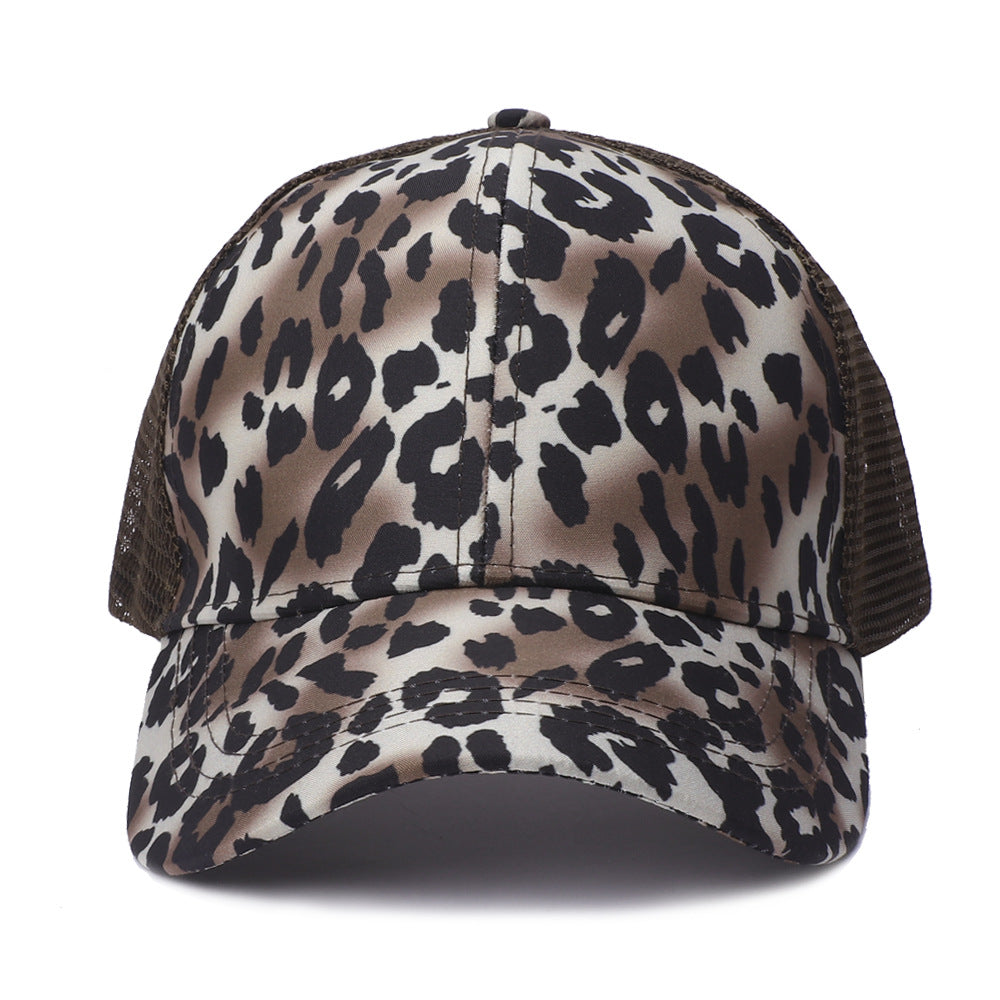 Wholesale Western Style Leopard Print Mesh Cap Ponytail Cap Baseball Cap Hat ACC-HT-RongZhao007