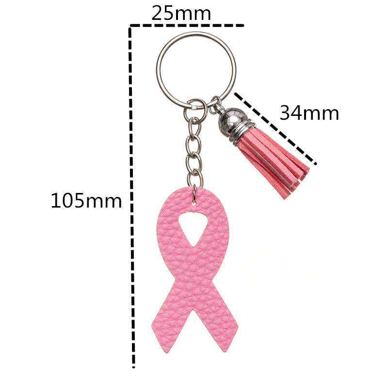 Wholesale Pink Tassel Ribbon Leather PU Keychain ACC-KC-Yongz003