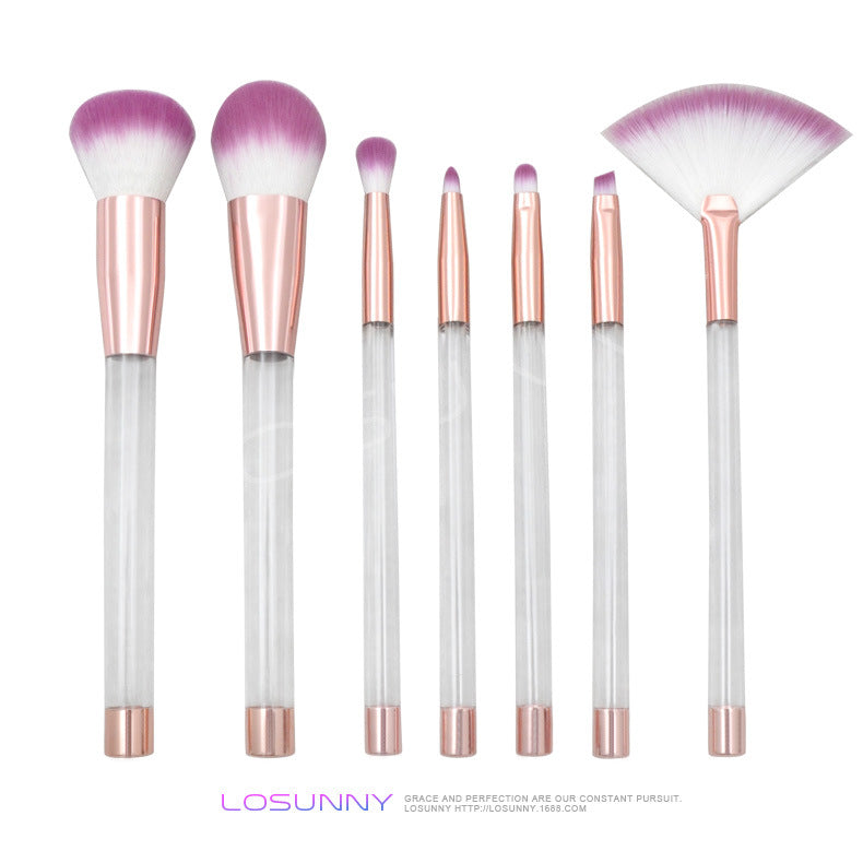 Wholesale 7 Pieces/set of Transparent Crystal Empty Tube Makeup Brush Set DIY Makeup Brushes ACC-MB-LXY003