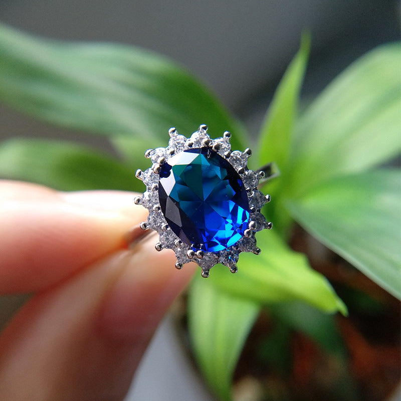 Wholesale Flower Ring Red Tourmaline Color Gem Opening Adjustable Ring