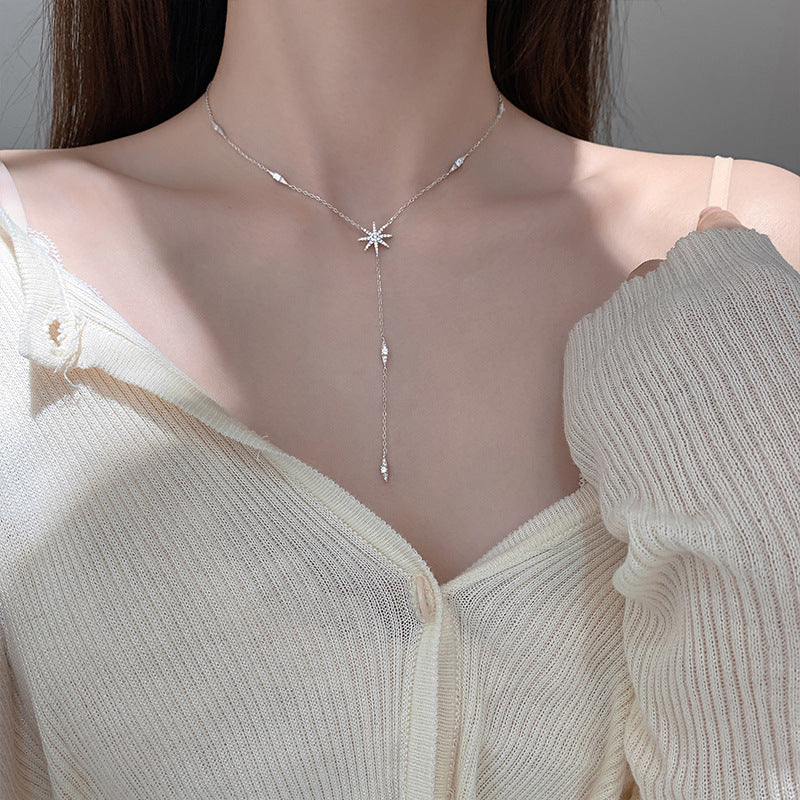 Wholesale Korean Style Star Mango Tassel Necklace Silver-Plated Fashion Jewelry Accessory Gift Boutique Resale